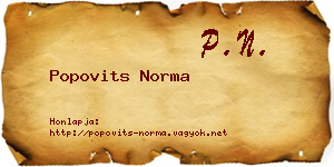 Popovits Norma névjegykártya
